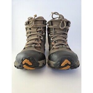 OBOZ Bridger Mid Waterproof B-DRY Hiking Boots Grey/Orange Grey Leather Mens 7.5